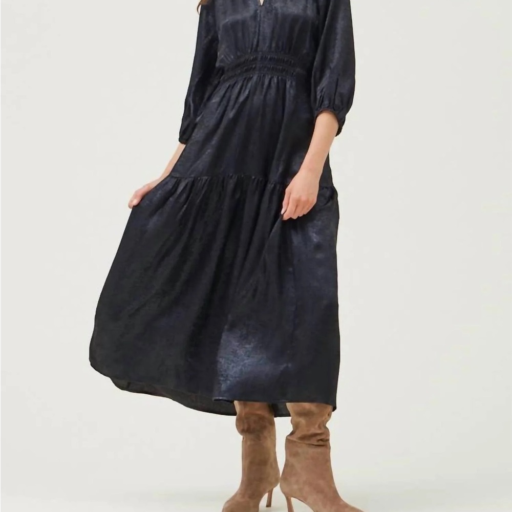 Grade & Gather Black Holiday Midi Dress